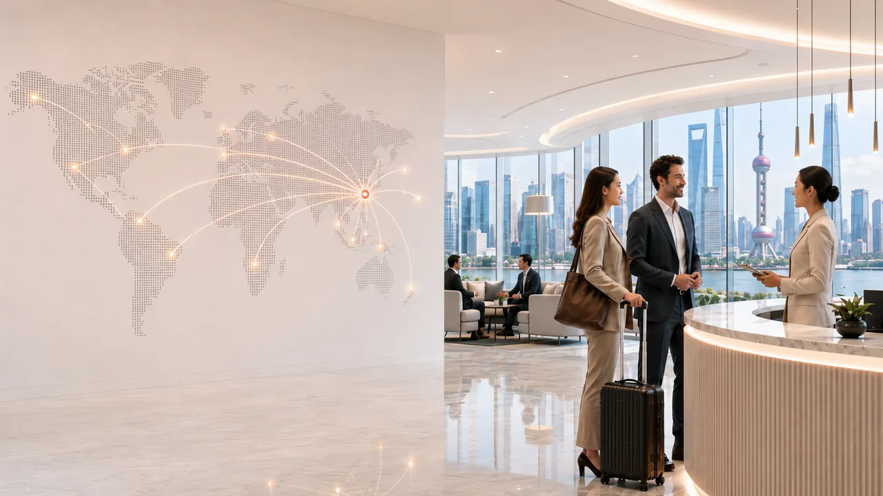Yimi Bridge coordinator supporting an international visitor in a professional business setting